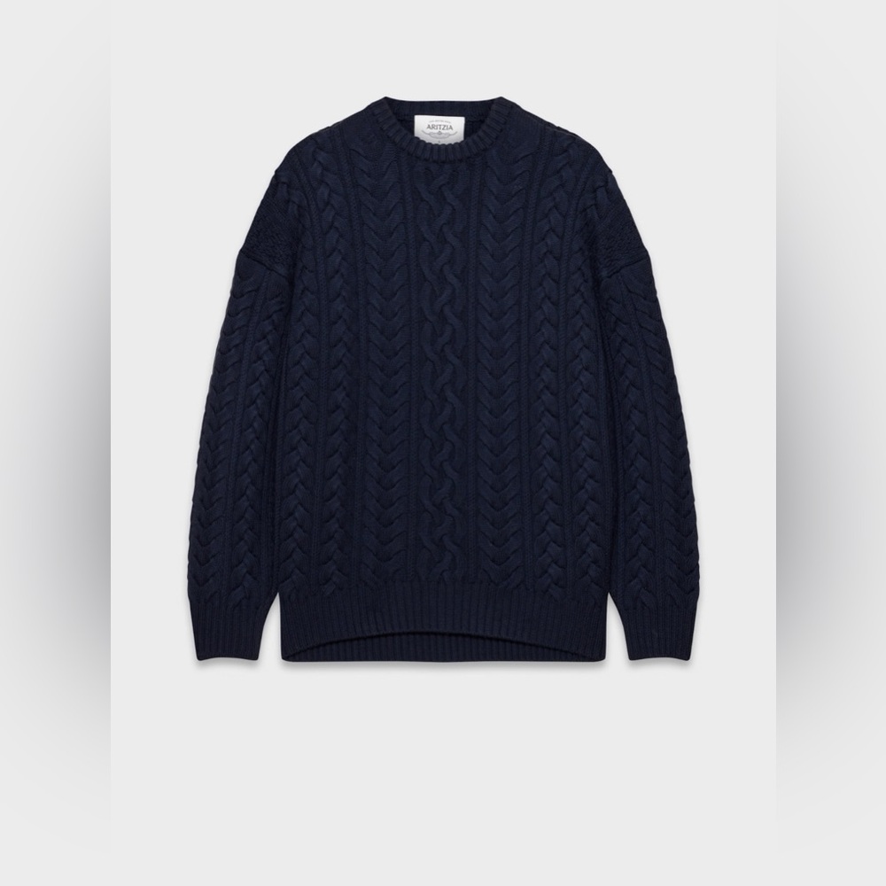 Heritage Knit Merino Wool Crew Sweater navy blue